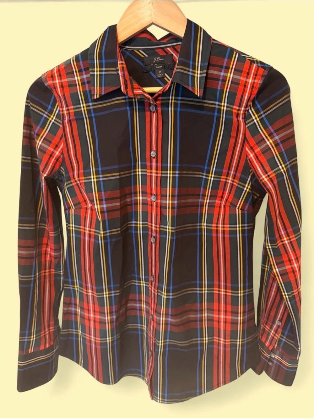 J. Crew Black and Red Plaid Button-Down Shirt